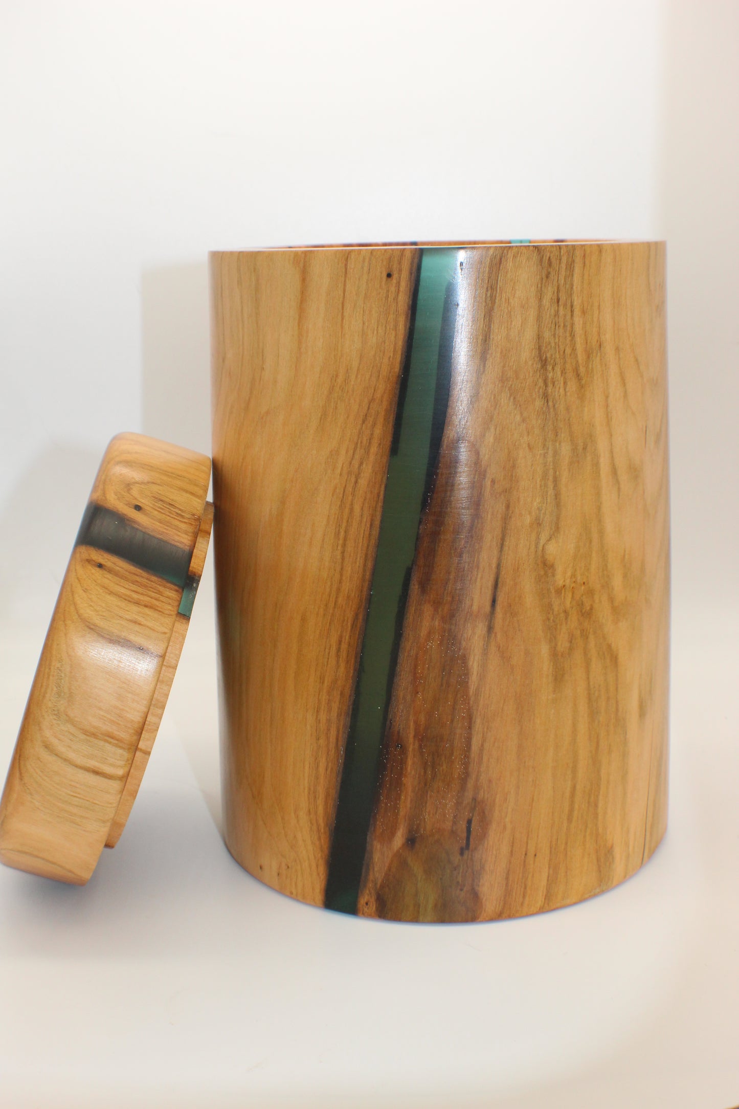 Cherry Canister with Green resin inlay