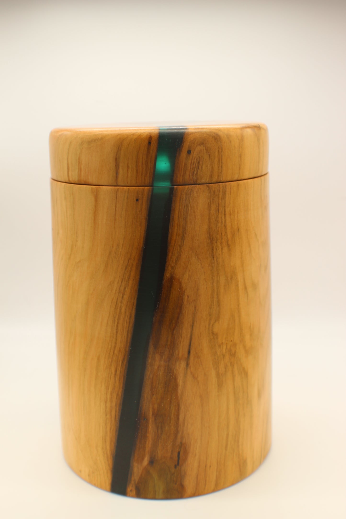 Cherry Canister with Green resin inlay