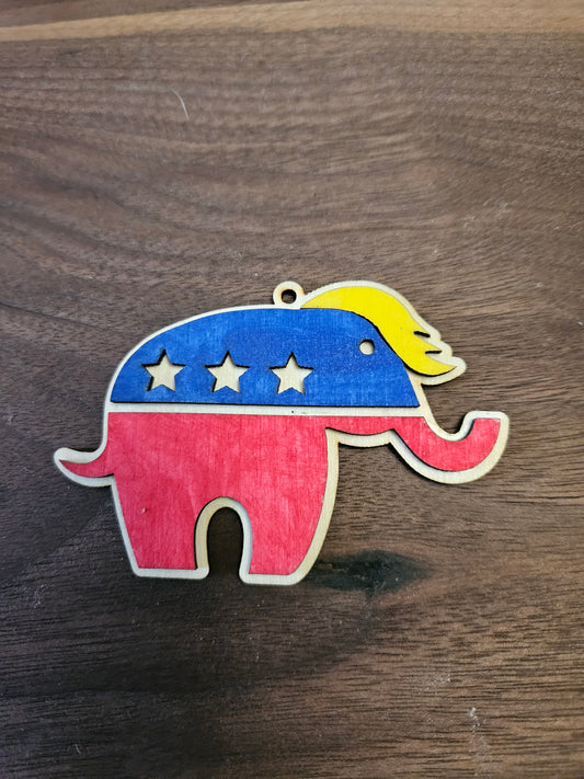 Elephant with Yellow Hair Christmas Ornament